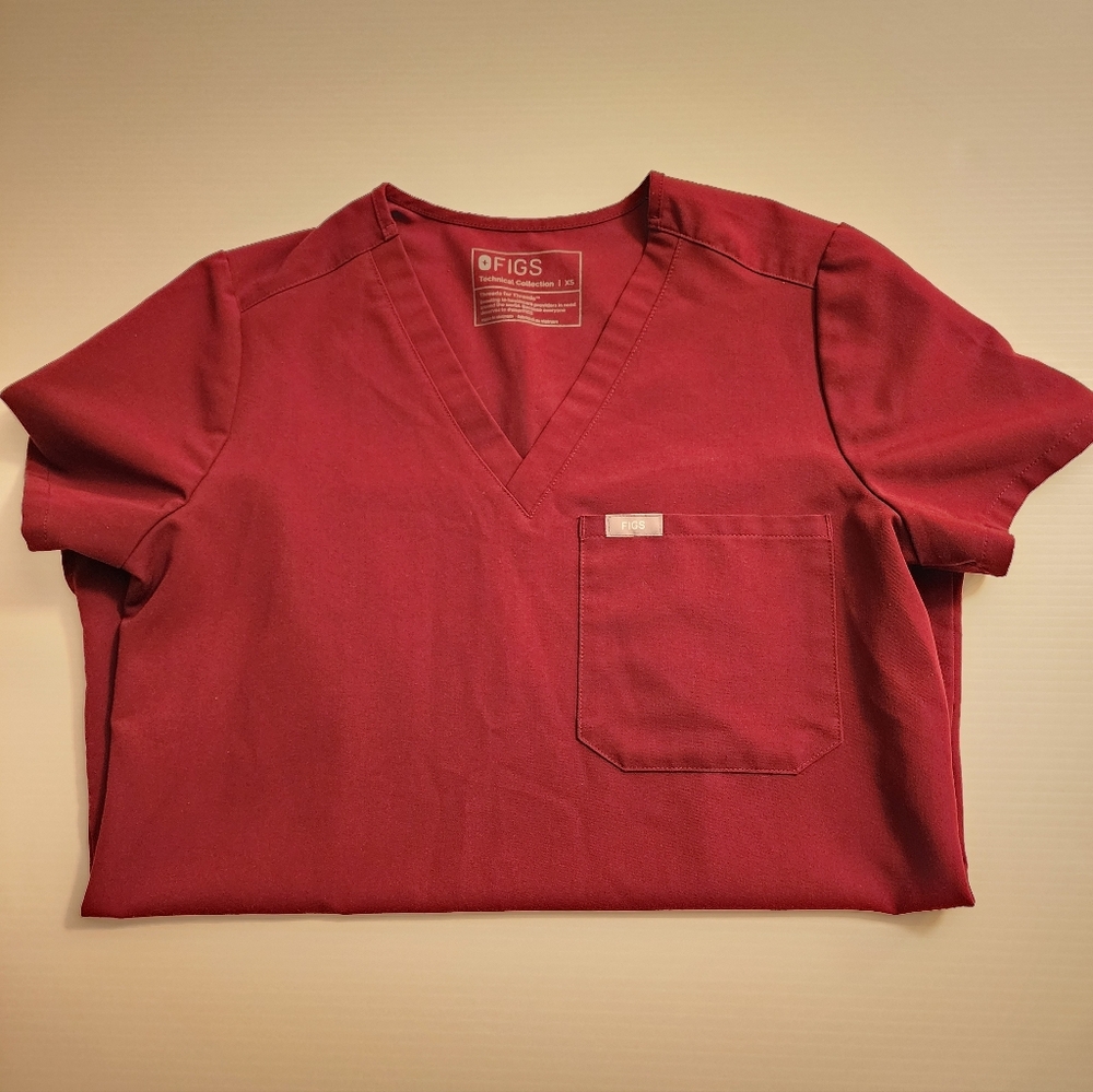 Figs Women's Burgundy XS Catarina Scrub Top GUC